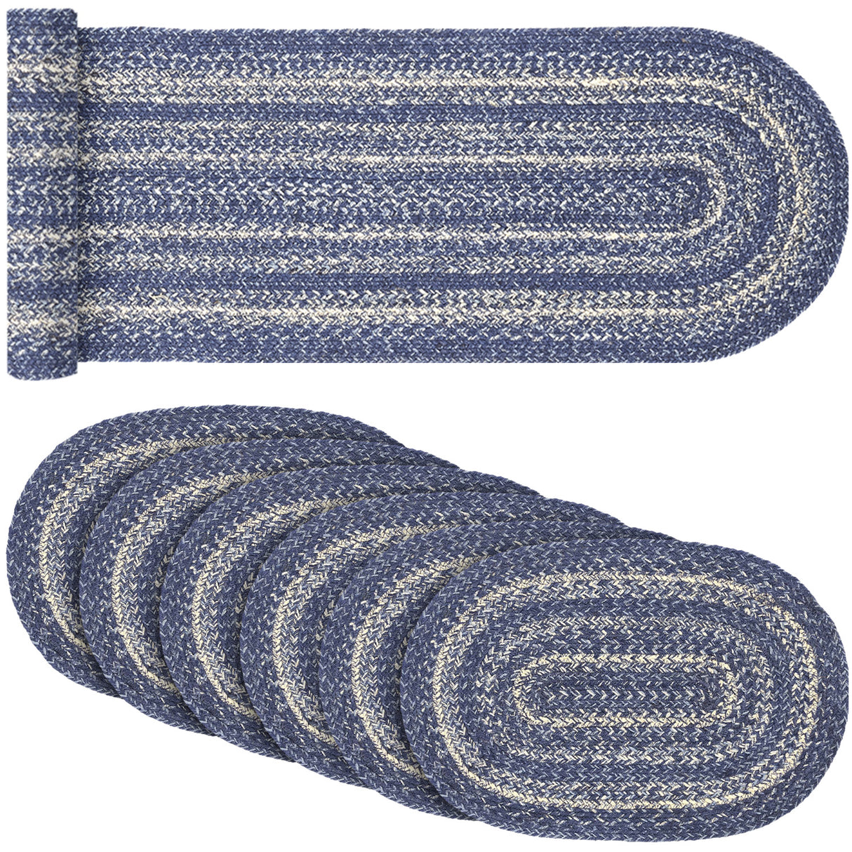 Great Falls Blue Indigo 13x72 Table Runner & 6 pc 12x18 Placemat Set