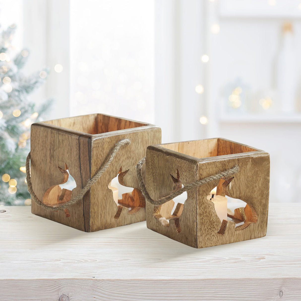 VHC Brands Bunny Hop 2PC Bunny Hop Wooden Bunny Cutout Box w/ Twine ,Small and Large