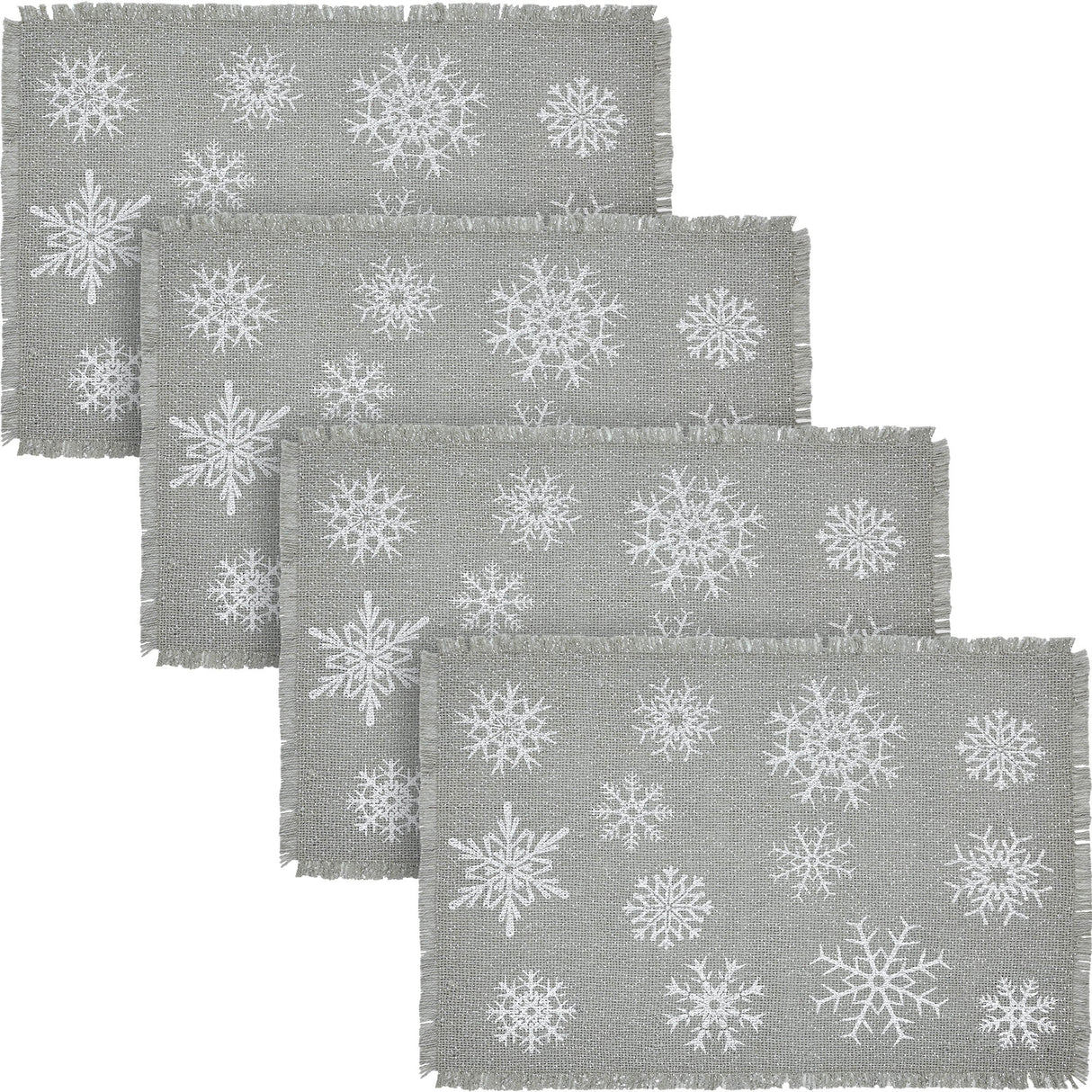 Yuletide Burlap Dove Grey Snowflake Placemat Set of 2 13x19, 4 Pack