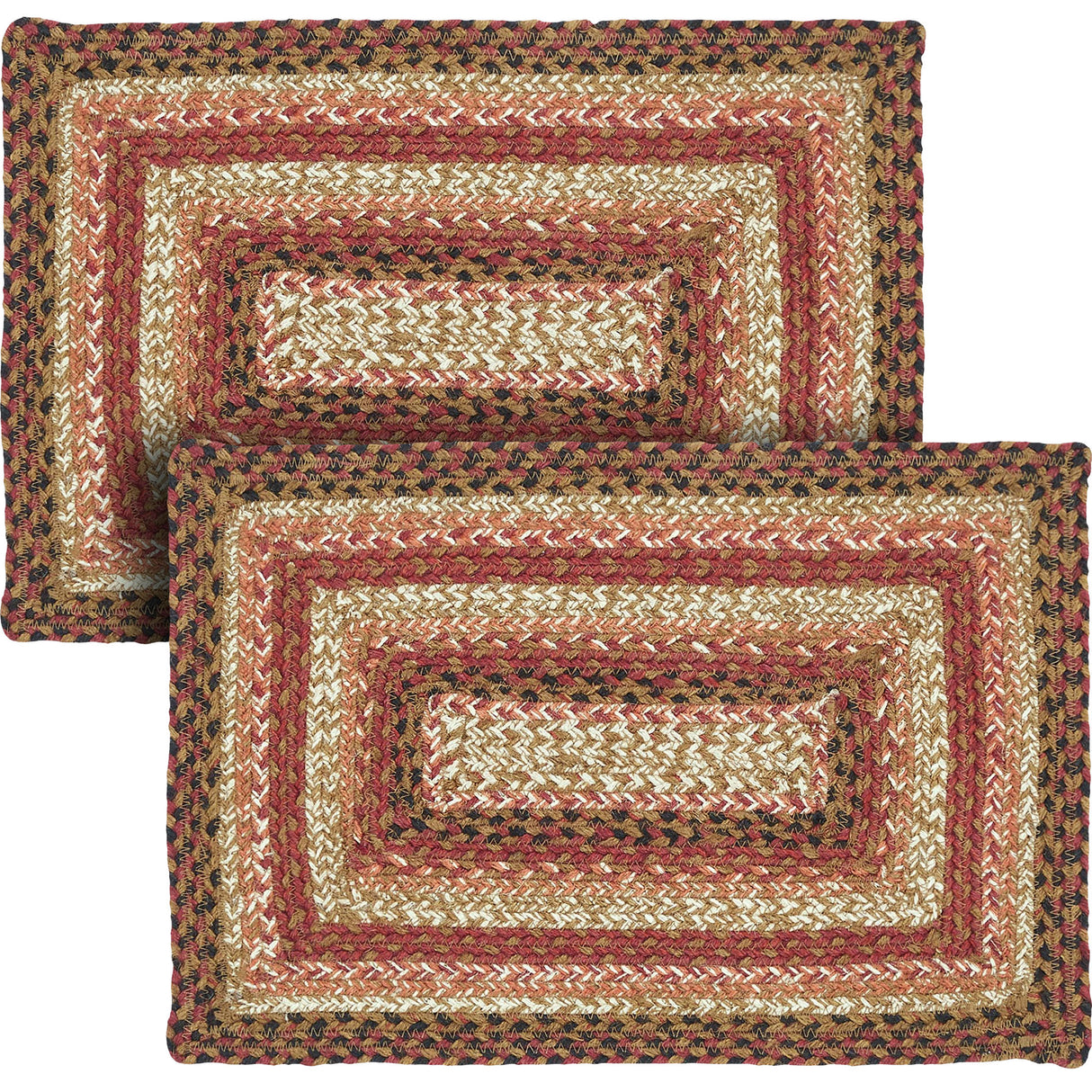 Ginger Spice Table Placemat, Orange Red Natural, Jute Blend, Rectangle, 12x18 Inches, 2 Pack