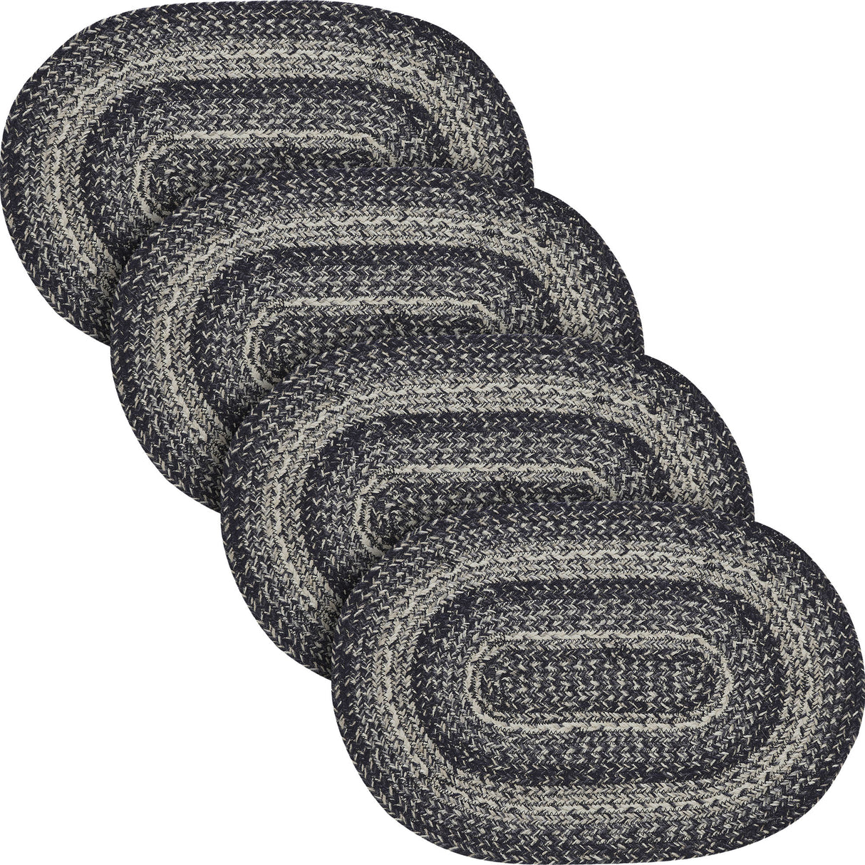 Sawyer Mill Black White Jute Oval Placemat 13x19, 4 Pack 4 Pack