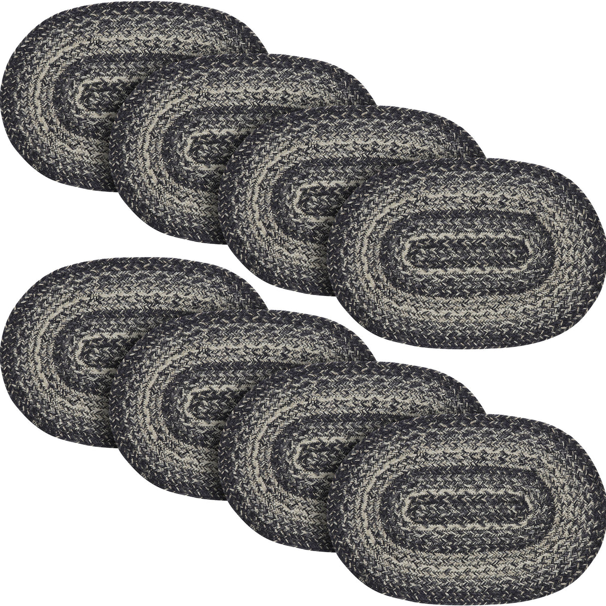 Sawyer Mill Black White Jute Oval Placemat 10x15, 8 Pack 8 Pack