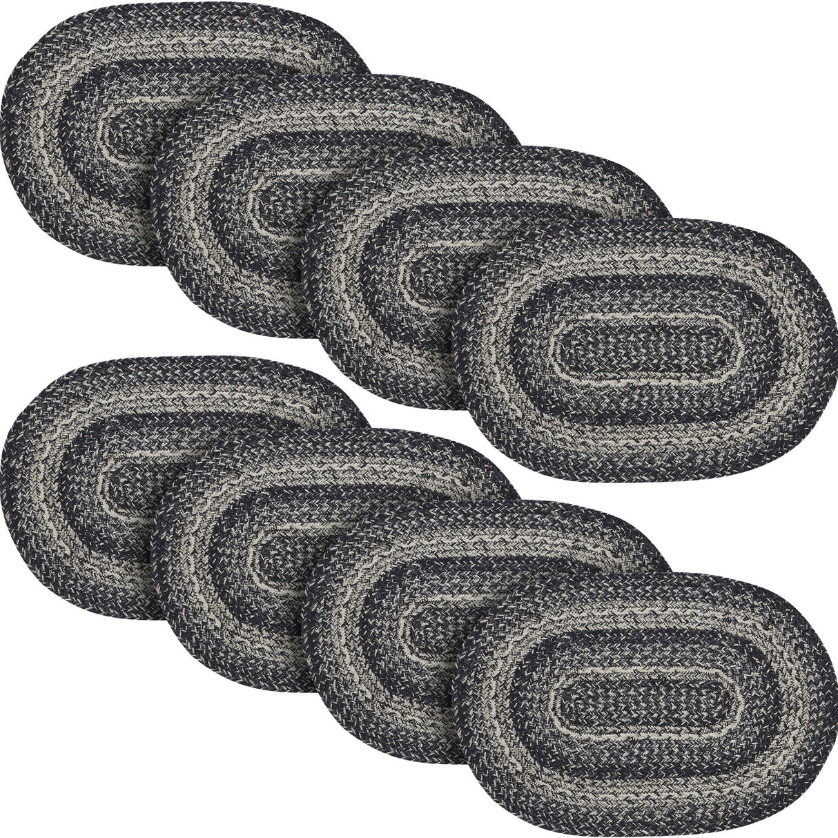 Sawyer Mill Black White Jute Oval Placemat 13x19, 8 Pack 8 Pack