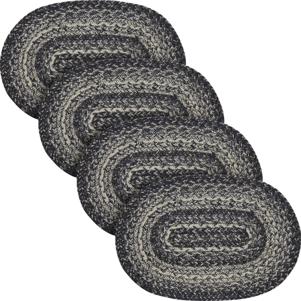 Sawyer Mill Black White Jute Oval Placemat 10x15, 4 Pack 4 Pack