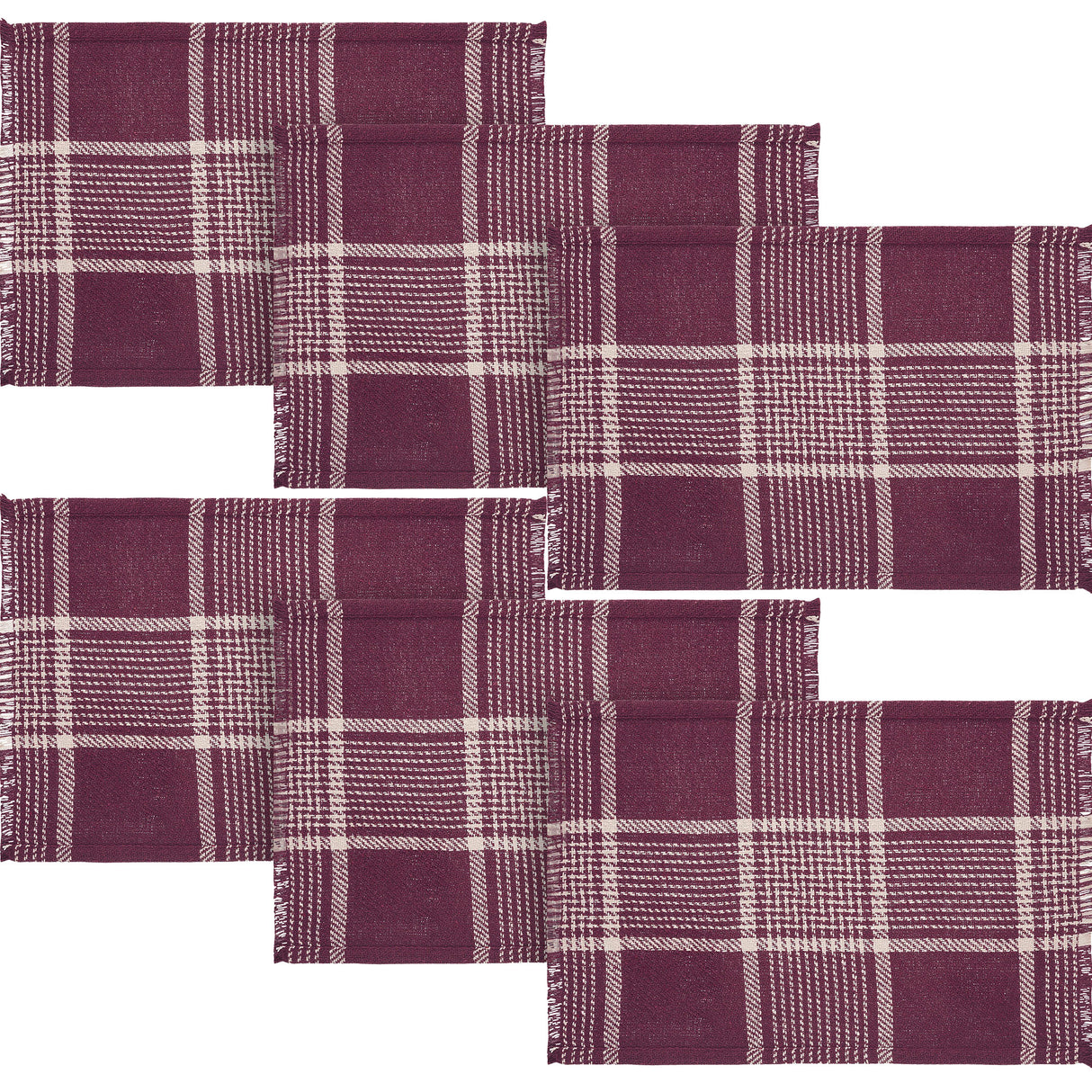 Eston Burgundy Tan Plaid Placemat Set of 2 13x19, 3 Pack 6 Pack