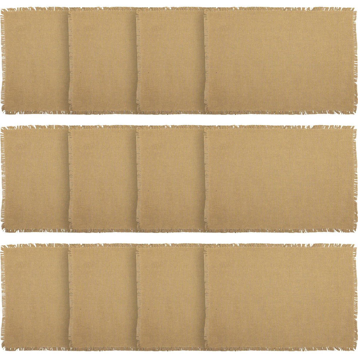 Burlap Placemat Set of 6, 6 Count (Pack of 1), Natural Tan 6 Pieces, 12 Pack
