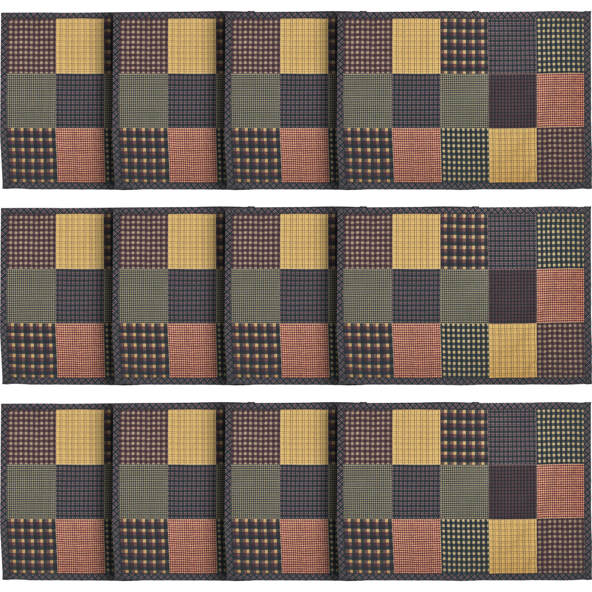 Heritage Farms Quilted Placemat Set of 2 13x19, 6 Pack 12 Pack