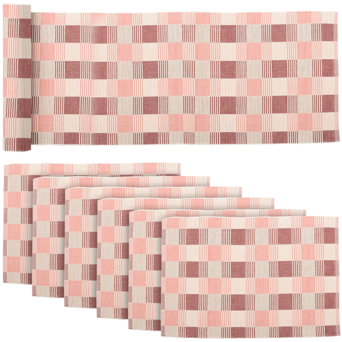 Daphne Mauve 13x72 Table Runner & 6 pc 12x18 Placemat Set