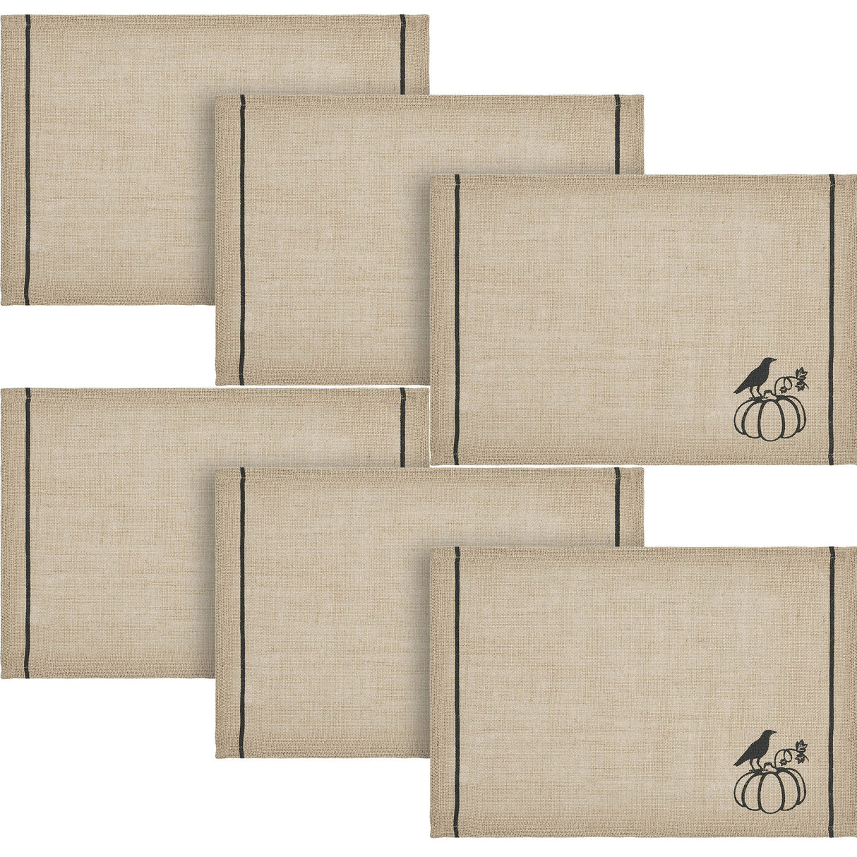 Raven Harvest Burlap Jute Placemat Set of 2 13x19, 3 Pack 6 Pack