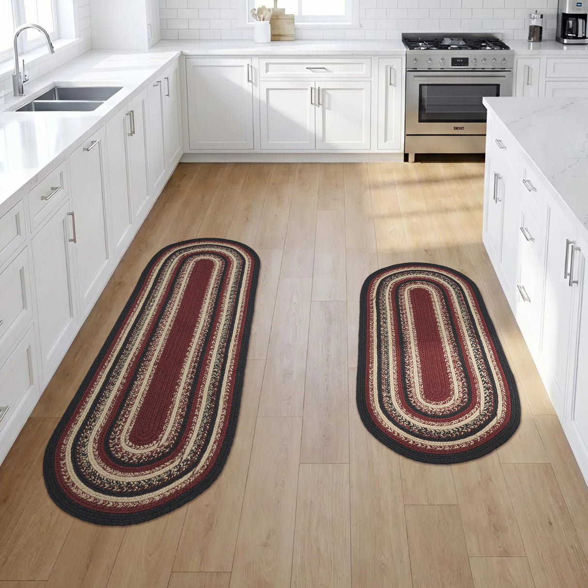 VHC Brands Connell Country Black 2 Piece Jute Rug Set, 17x36 and 17x48