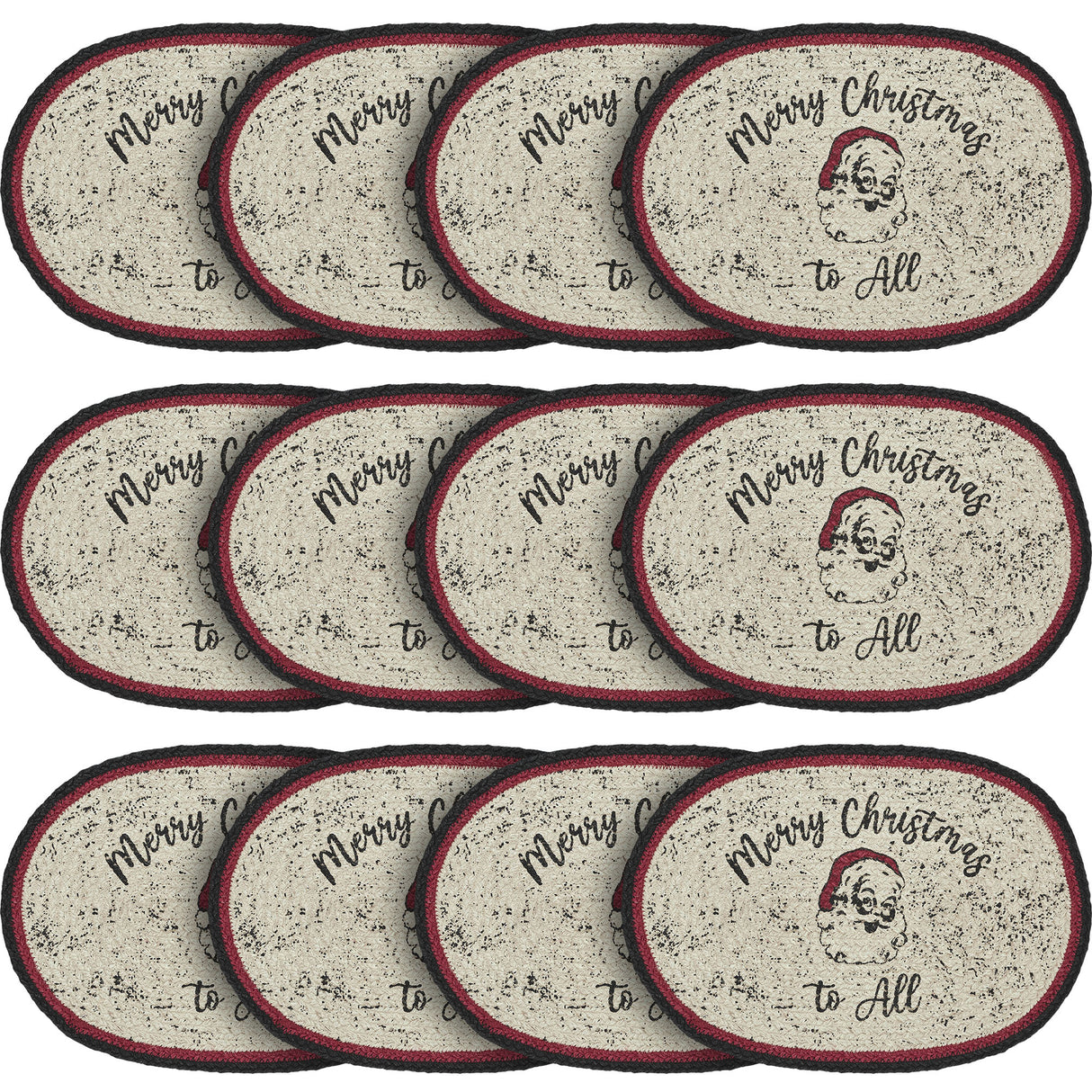 Jolly Ole Santa Jute Oval Placemat 10x15, 12 Pack 12 Pack