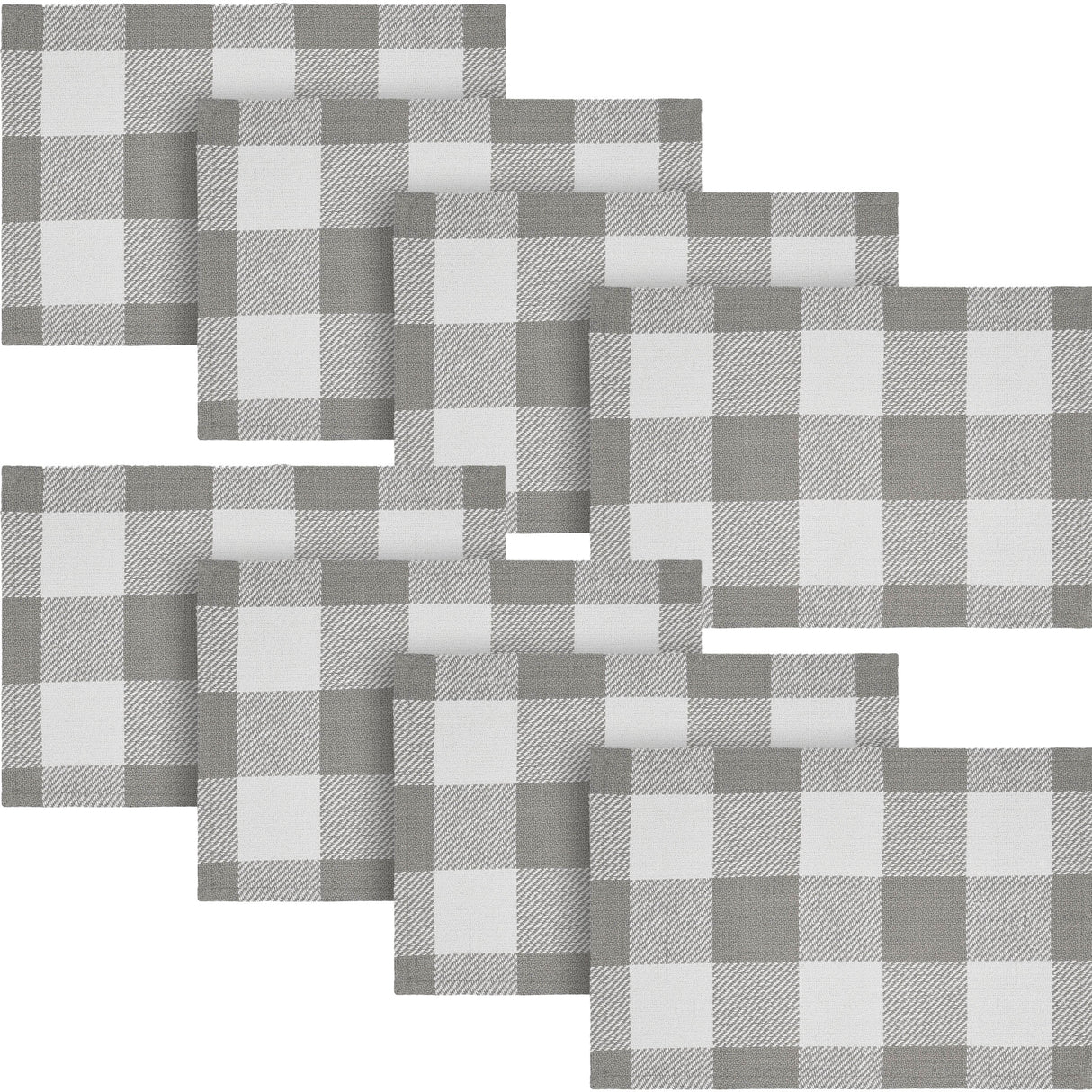 Placemat 13x19 Set of 2, Cotton Dining Room, Kitchen Placemat, Dining Table Placemats, Place Mat, Annie Buffalo Check Collection, Rectangle 13x19, Ash Grey, 4 Pack 8 Pack
