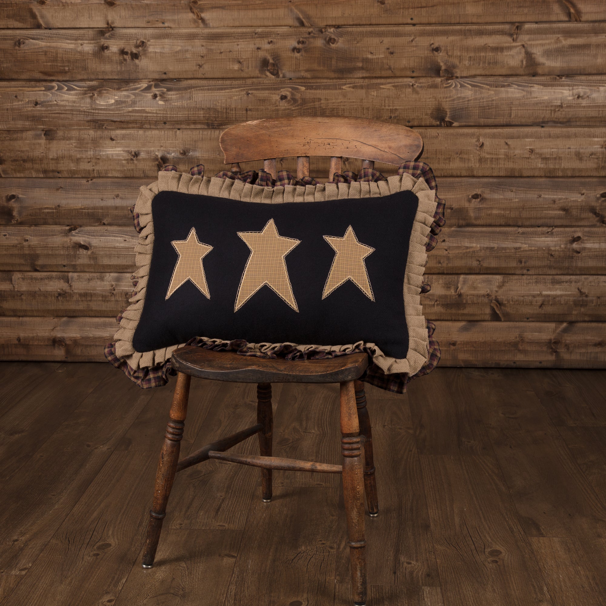 VHC Brands Primitive 14x22 Sheep Star Hooked Pillow Tan Heritage Bedroom  Decor 