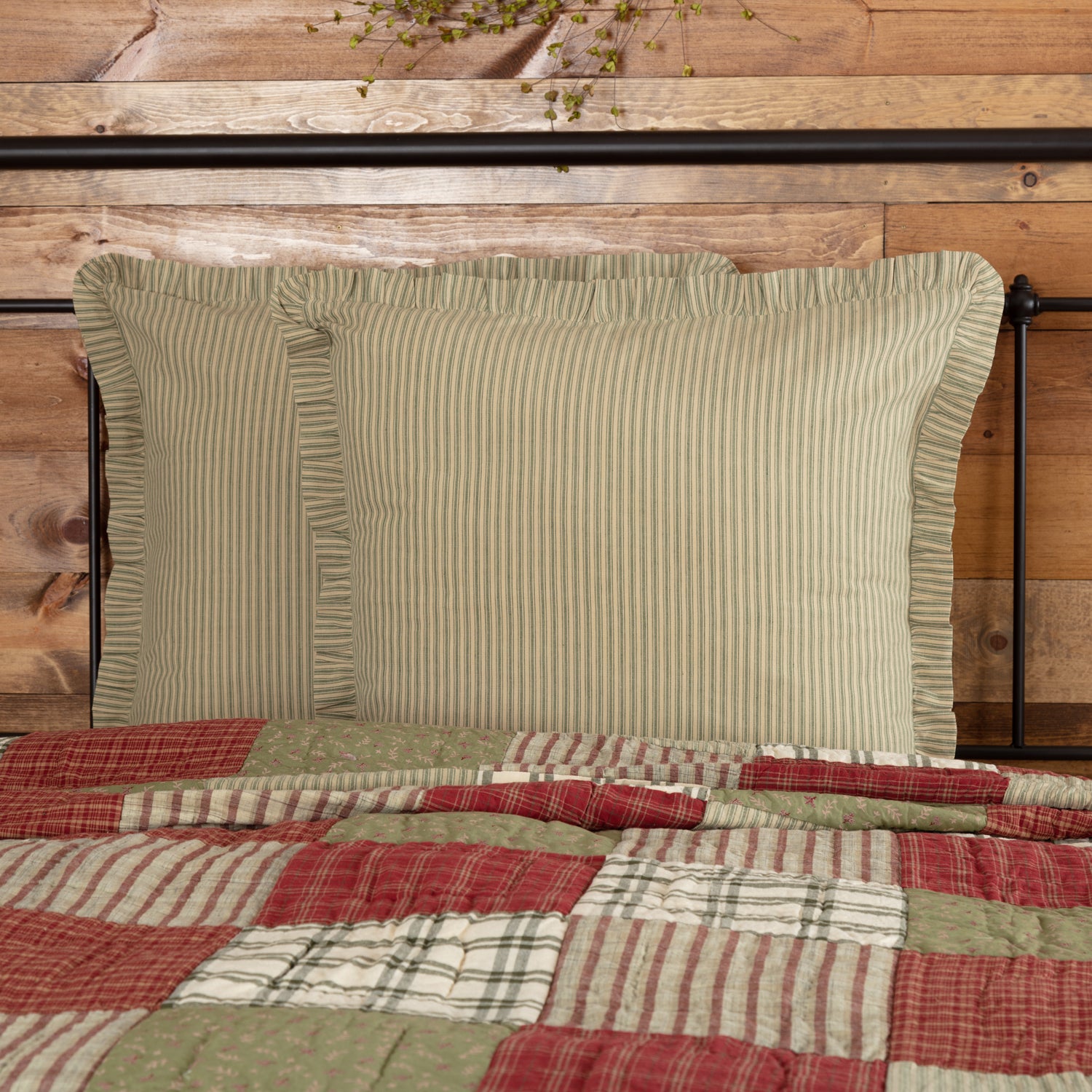 Prairie Winds Green Ticking Stripe Euro Sham 26x26 – VHC Brands