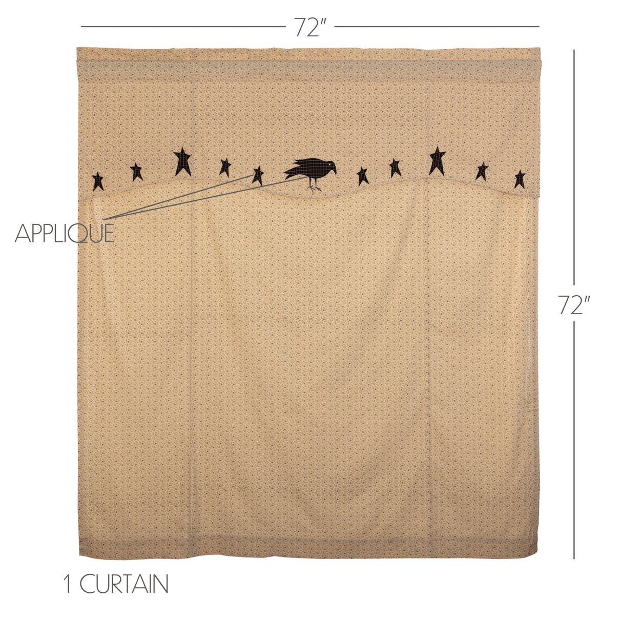 51246-Kettle-Grove-Shower-Curtain-with-Attached-Applique-Crow-and-Star-Valance-72x72-image-1