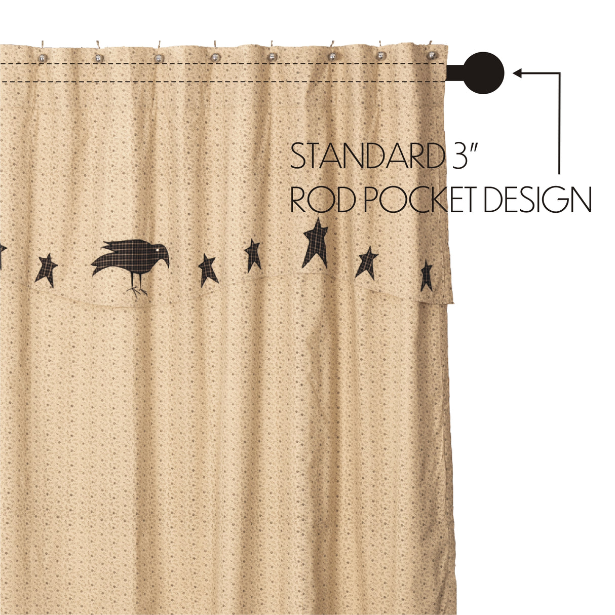 51246-Kettle-Grove-Shower-Curtain-with-Attached-Applique-Crow-and-Star-Valance-72x72-image-3