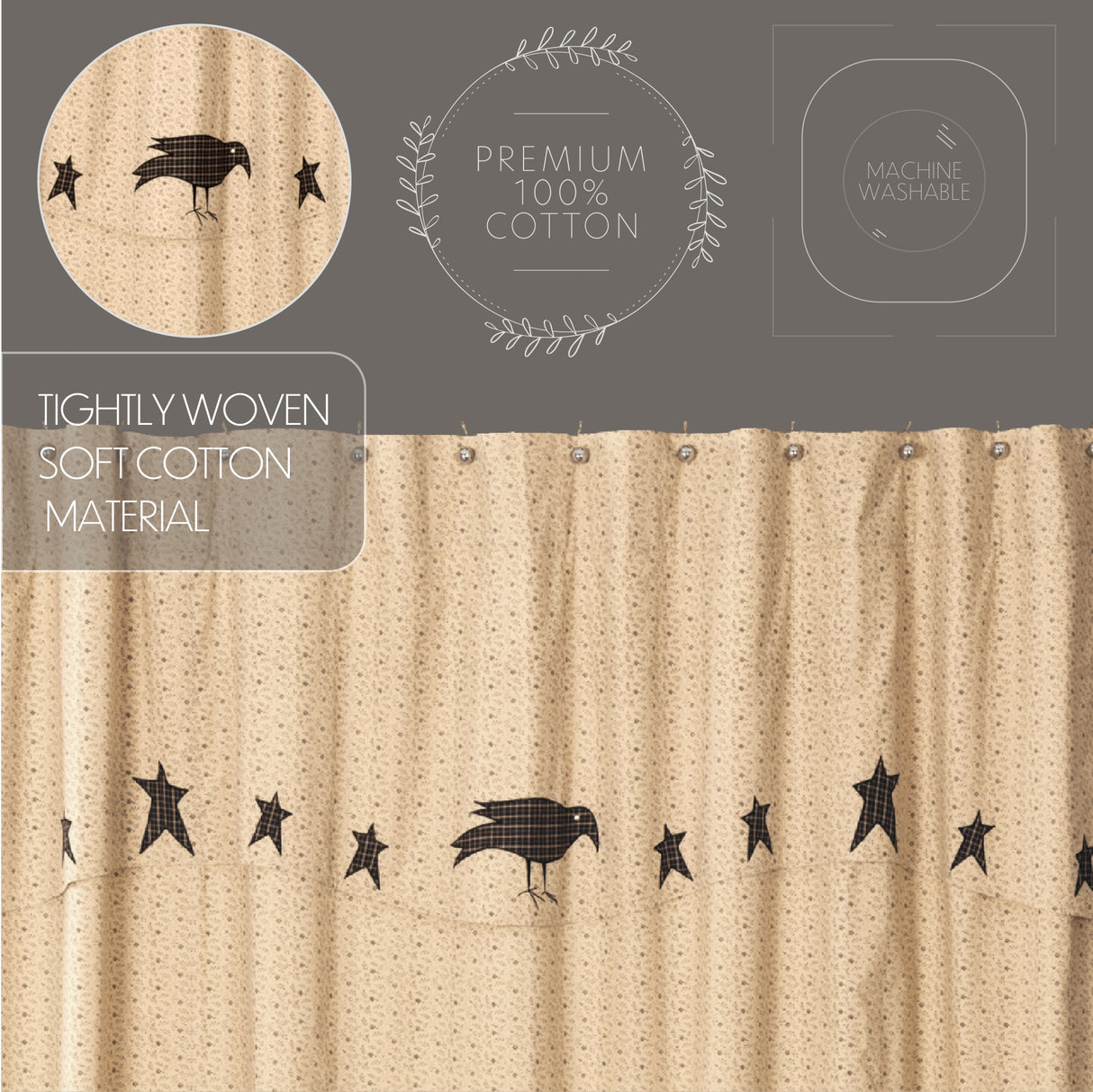 51246-Kettle-Grove-Shower-Curtain-with-Attached-Applique-Crow-and-Star-Valance-72x72-image-4