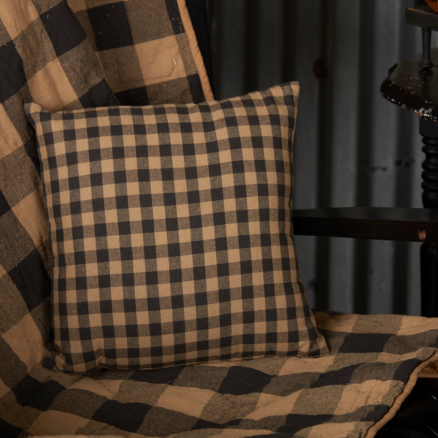 Black and tan outlet plaid pillows