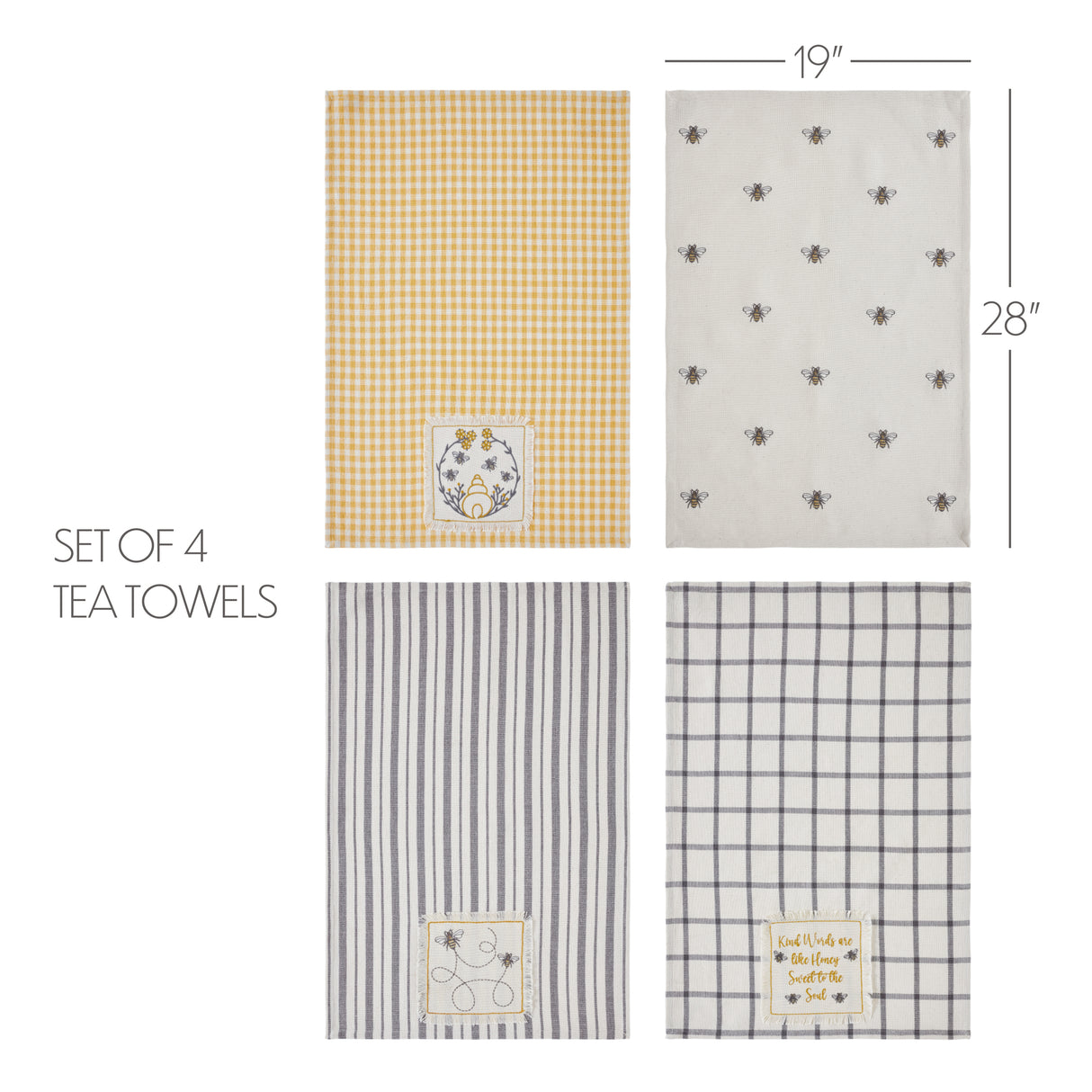 81267-Embroidered-Bee-Tea-Towel-Set-of-4-19x28-image-1
