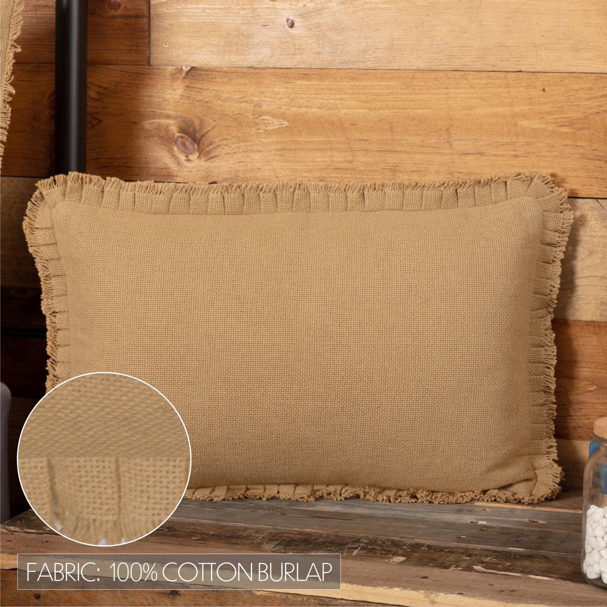 Burlap Pillow with Fringed Ruffle
