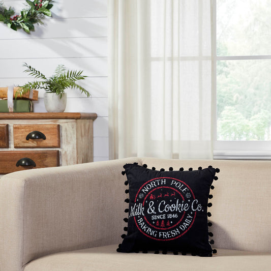 Annie Black Check Milk and Cookies Pillow 12x12