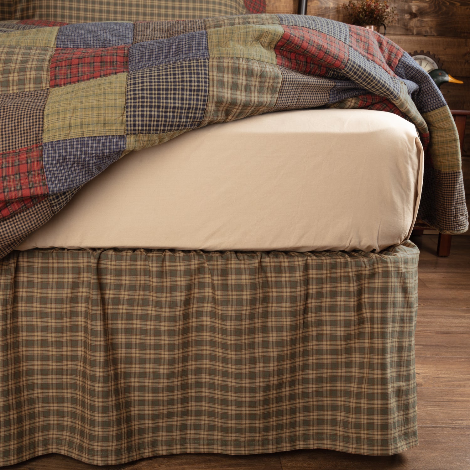 Green plaid 2025 bed skirt