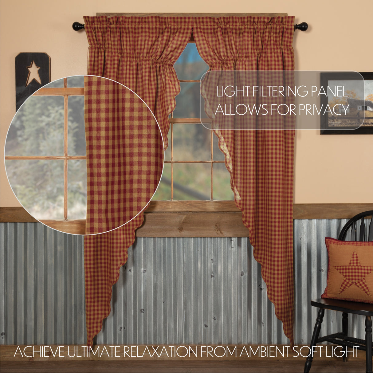 51148-Burgundy-Check-Scalloped-Prairie-Long-Panel-Set-of-2-84x36x18-image-1