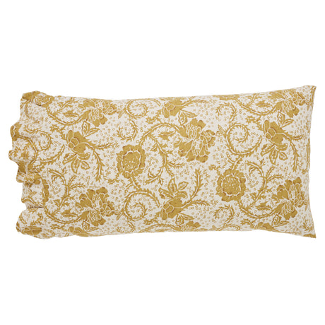 81195-Dorset-Gold-Floral-Ruffled-King-Pillow-Case-Set-of-2-21x36-4-image-5