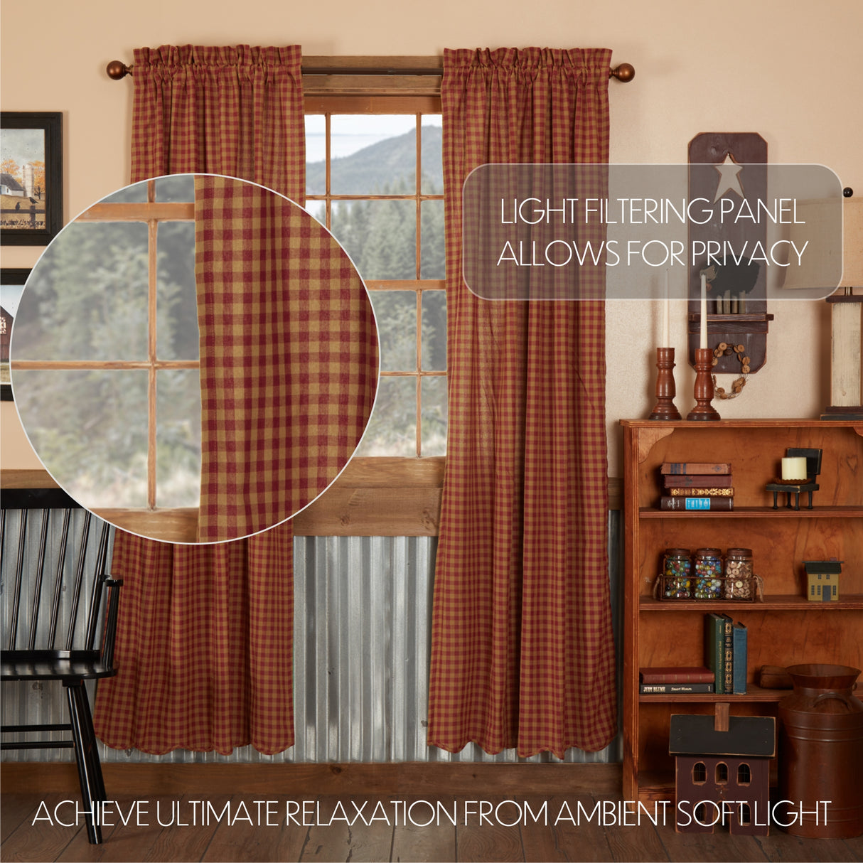 6096-Burgundy-Check-Scalloped-Panel-Set-of-2-84x40-image-2