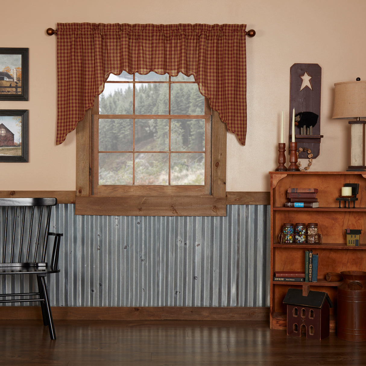 6102-Burgundy-Check-Scalloped-Swag-Set-of-2-36x36x16-image-5