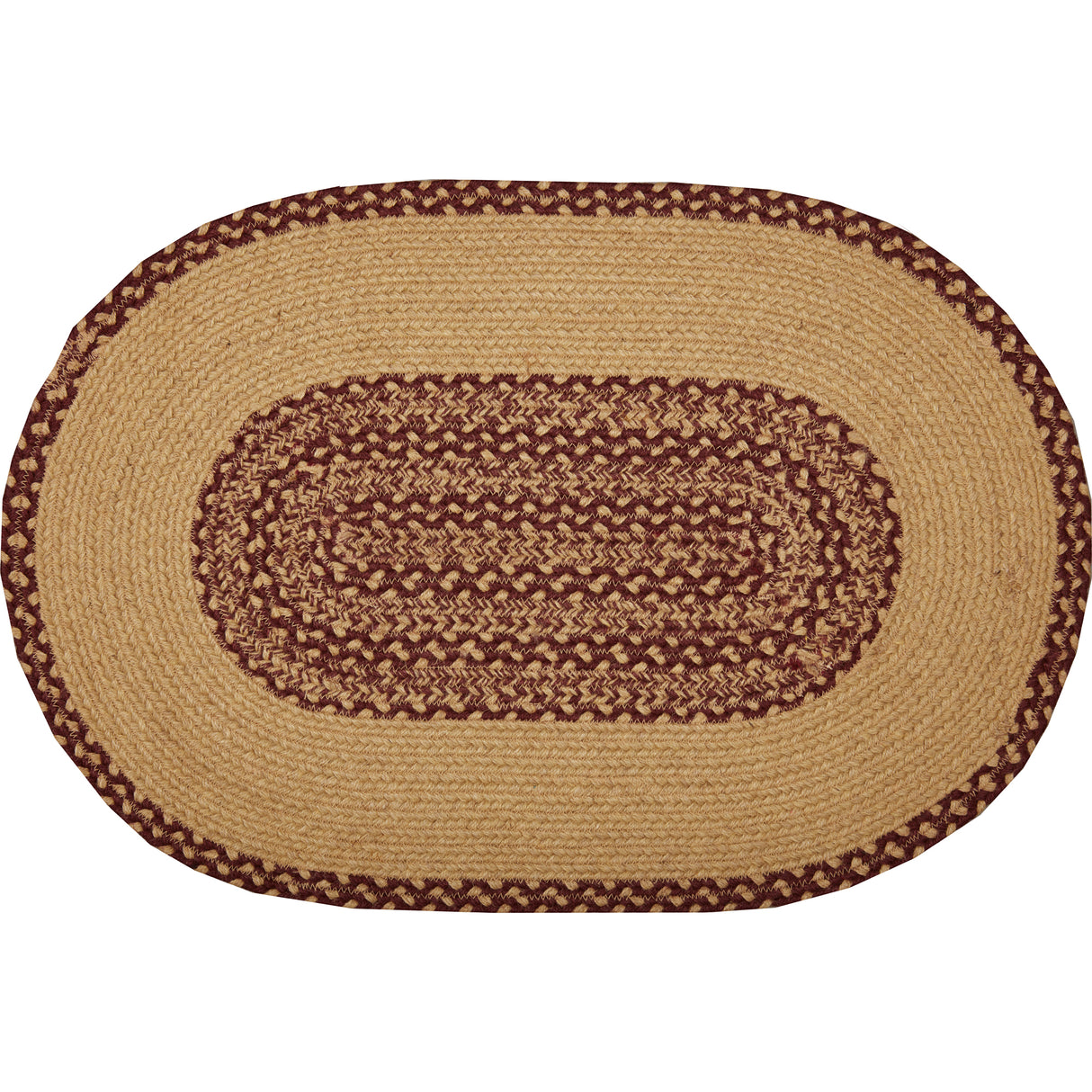 69693-Burgundy-Tan-Jute-Rug-Oval-Stencil-Stars-w-Pad-20x30-image-5