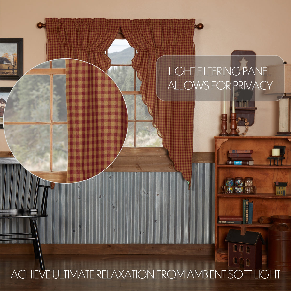 6100-Burgundy-Check-Scalloped-Prairie-Short-Panel-Set-of-2-63x36x18-image-2