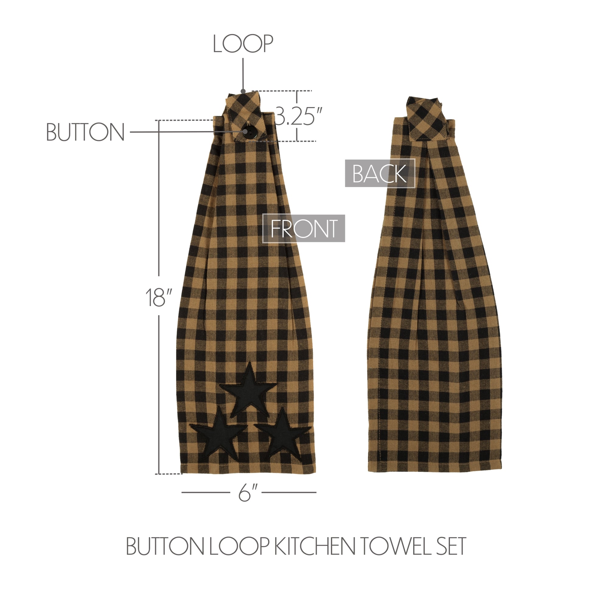 20188-Black-Star-Button-Loop-Kitchen-Towel-image-1