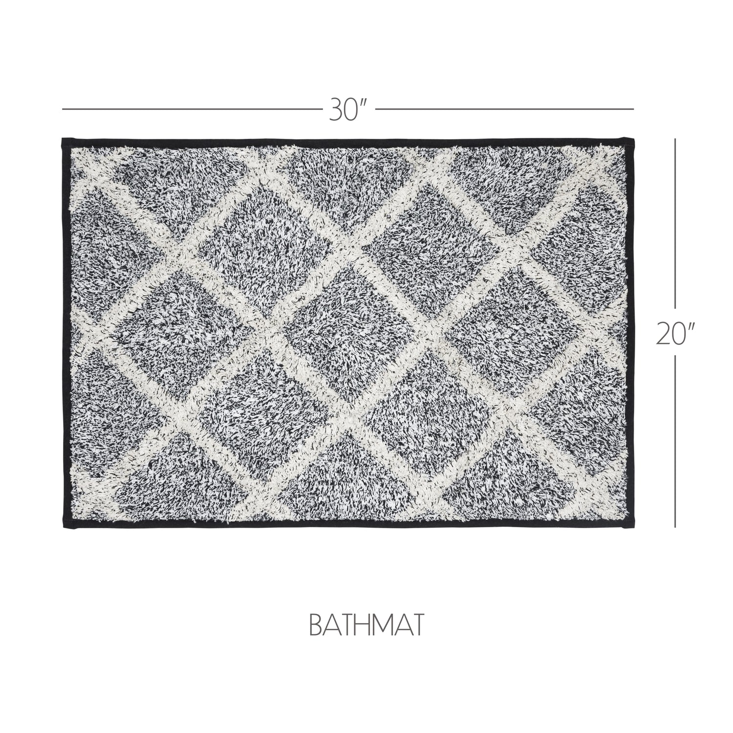 80519-Frayed-Lattice-Creme-Black-Bathmat-20x30-image-1