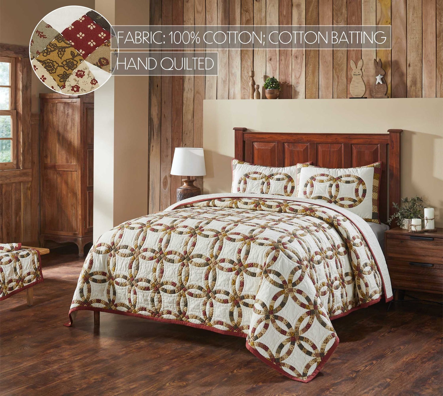 Custom House Wedding Rings King Quilt Set; 1-Quilt 110Wx97L w/2 Shams 21x37