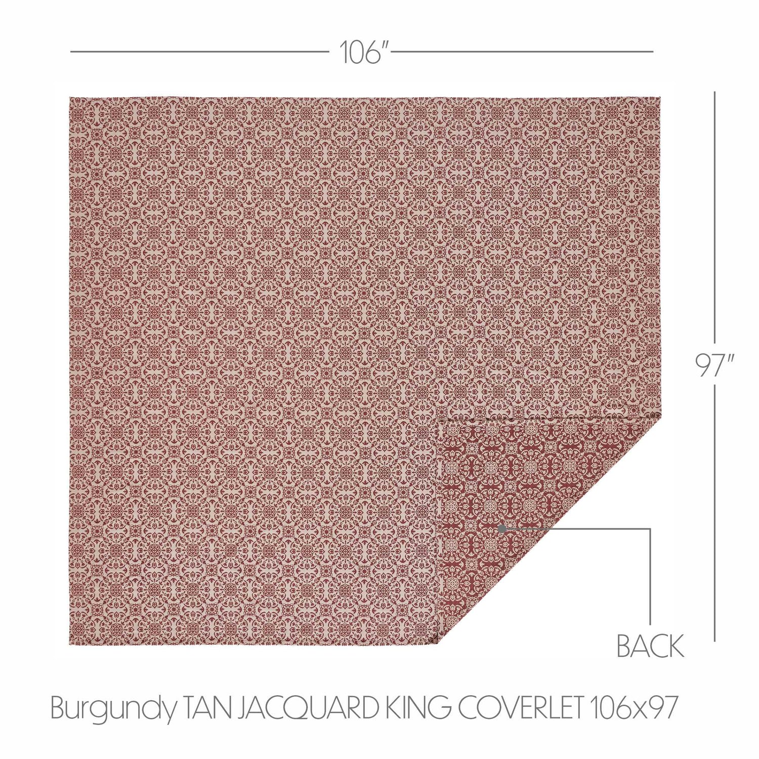 Custom House Burgundy Tan Jacquard King Coverlet 106Wx97L