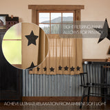 Burlap Natural with Star Curtain Set