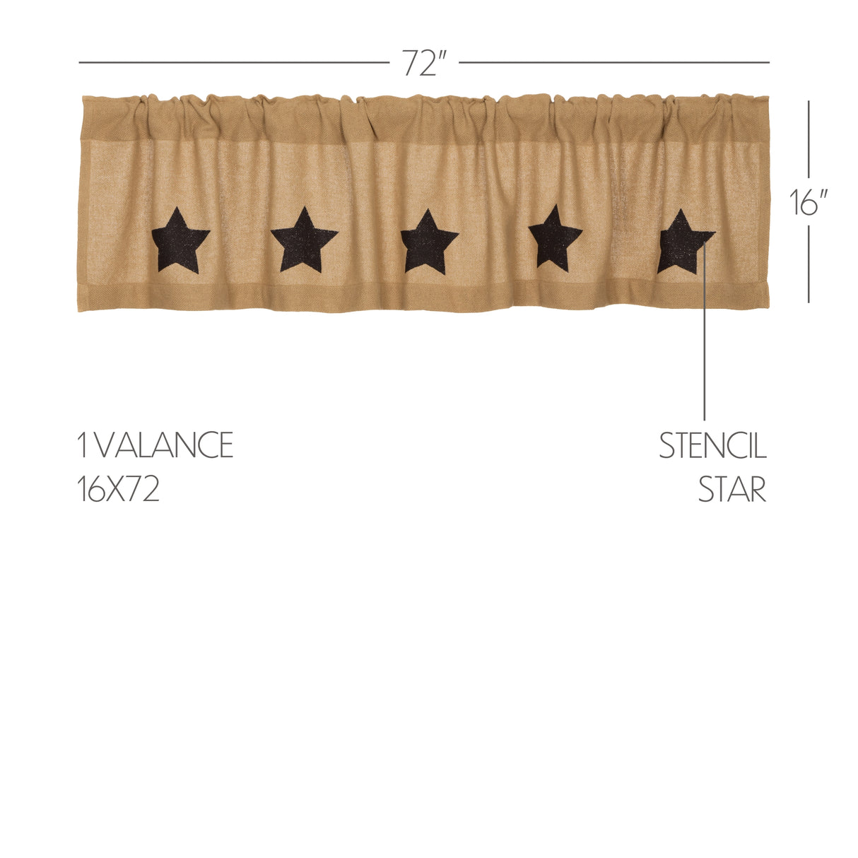 Burlap Natural with Star Curtain Set