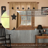 Burlap Natural with Star Curtain Set