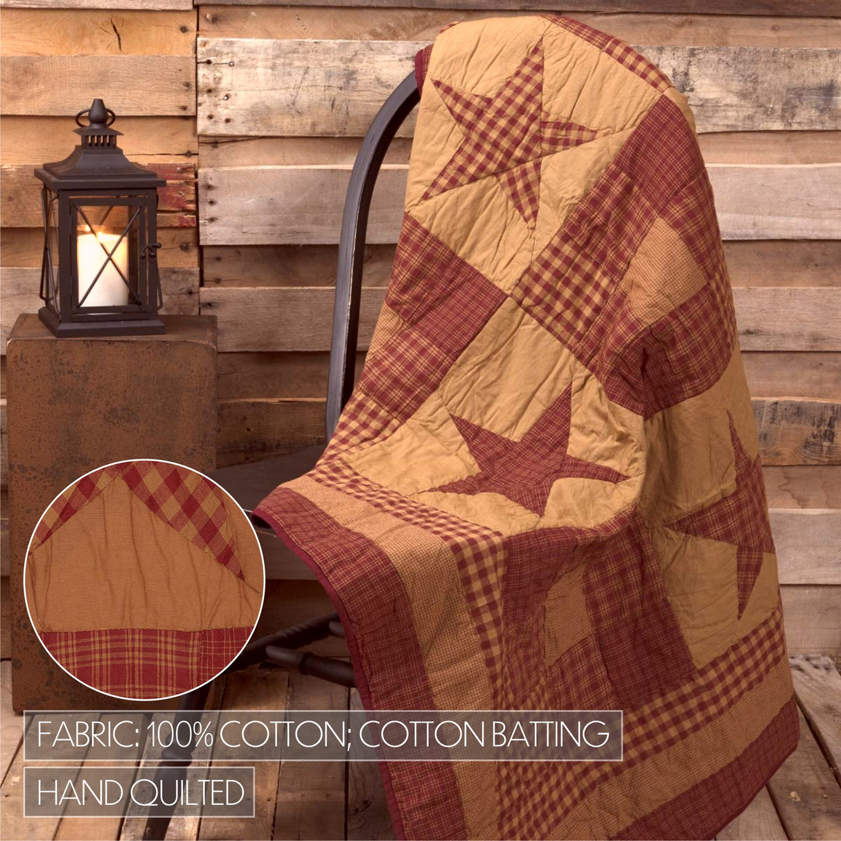 Ninepatch Star Quilted Throw 50x60