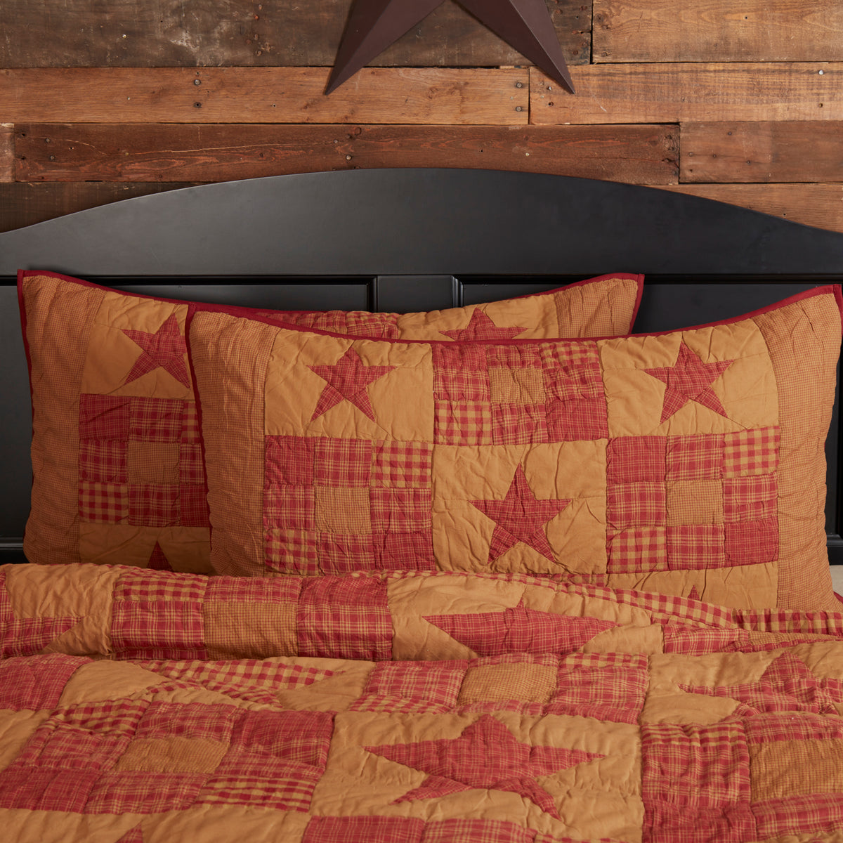 Ninepatch Star King Sham 21x37, Set of 2
