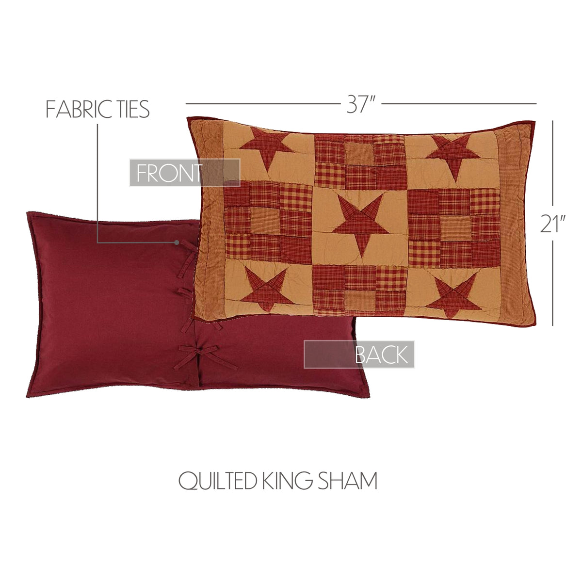 Ninepatch Star King Sham 21x37, Set of 2