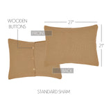 Burlap Natural Standard Sham 21x27, Set of 2