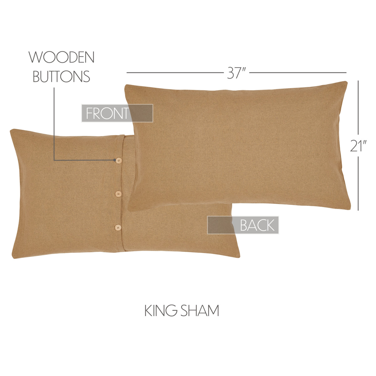 Burlap Natural King Sham 21x37, Set of 2