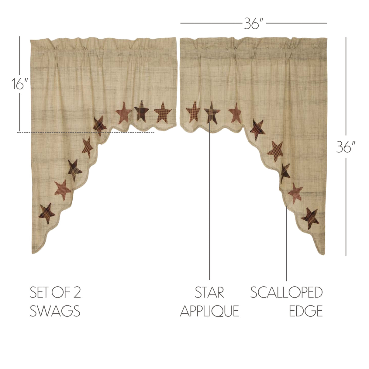 Abilene Star Tan Curtain Set