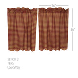 Burgundy Check Curtain Set