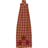 VHC Brands Burgundy Star 6PC Set 2 Oven Mitts 2 Pot Holders and 2 Tea Towels