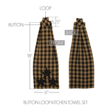 VHC Brands Black Star 6PC Set 2 Oven Mitts 2 Pot Holders and 2 Tea Towels