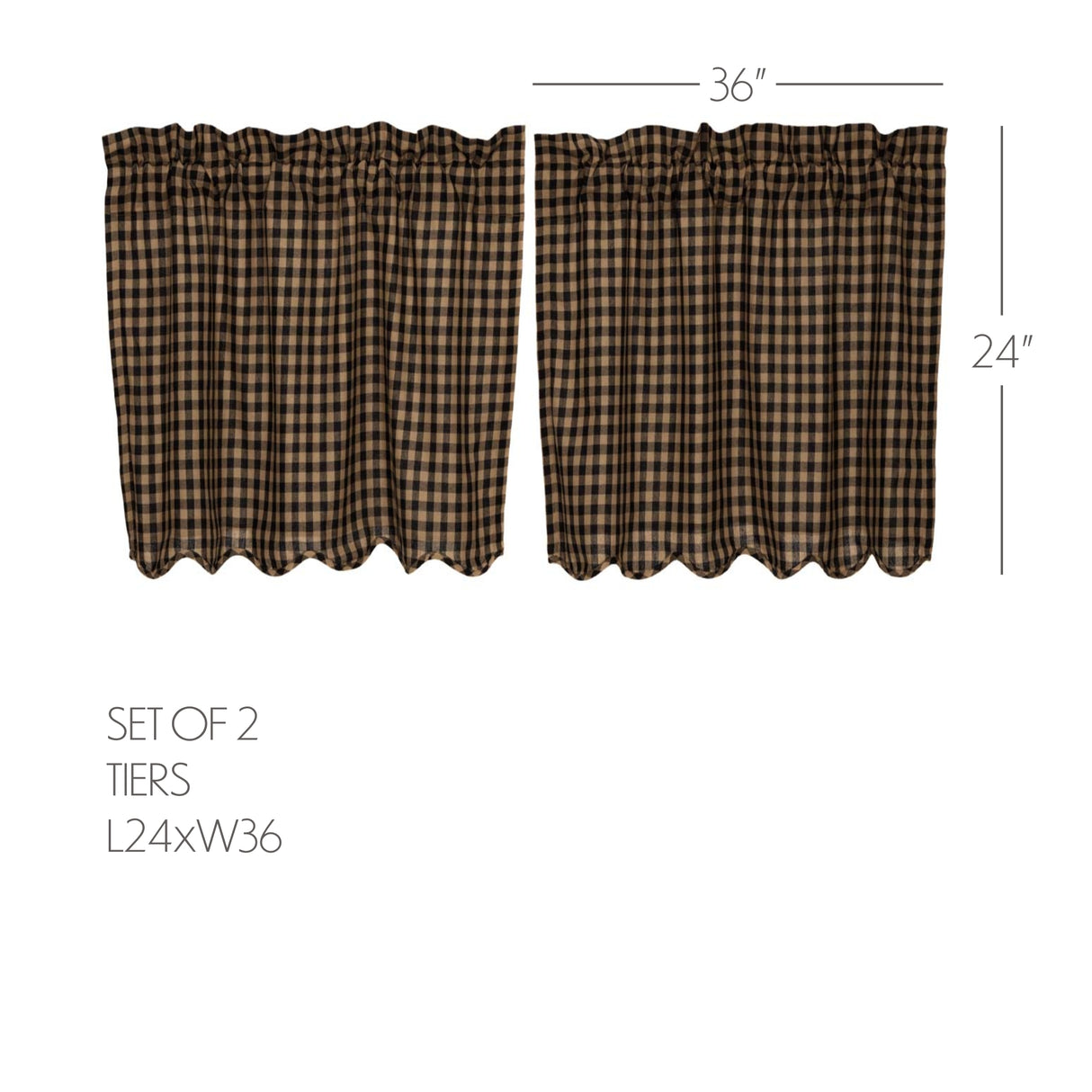 Black Check Curtain Set