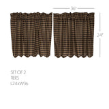 Black Check Curtain Set